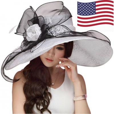  Wide Brim Hat Kentucky Derby Church Tea Party Wedding Summer Fancy Sun Cap  eb-25269262